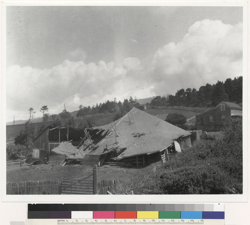 Dairy barn of E.E. Fitch, north of Manchester astride of the Main Fault. View from the west