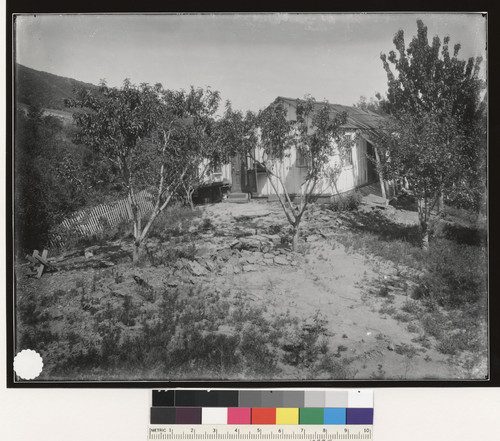 The fault tears up a yard and passes beneath the porch of a small house west of Saratoga