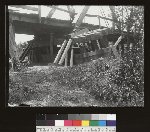 View of south end of bridge over Salinas River showing over thrust to south. Etc