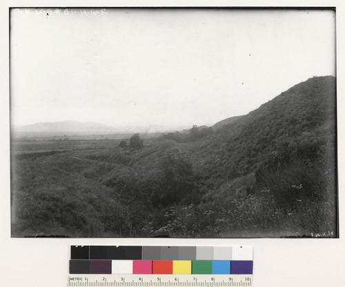 Double fault scarp on rift, north of Highland at base of San Bernardino Range