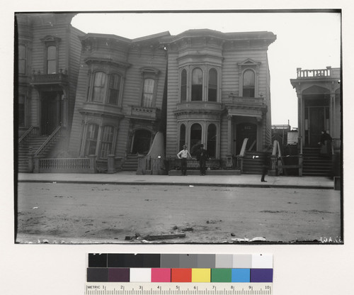 Houses on Golden Gate Ave., opposite Jefferson Ave. [i.e. Jefferson Square?] Steps at 8212 thrown 4 feet