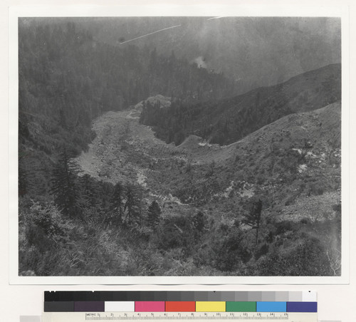 Deer Creek, Santa Cruz Mountains. Lower end of earth avalanche shown in Plate 124d