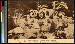 Missionary sisters posing on a rocky hillside, India, ca.1920-1940