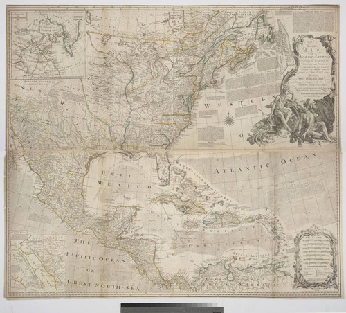 Accurate Map of North America, Describing and distinguishing the British and Spanish Dominions on this great Continent; according to the Definitive Treaty Concluded at Paris 10th Feby. 1763. Also all the West India Islands belonging to and possessed by the several European Princes and States