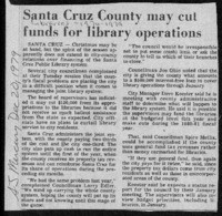 Santa Cruz County may cut funds for library operations