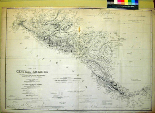 Map of Central America : including the states of Guatemala, Salvador, Honduras, Nicaragua & Costa Rica ; the territories of Belise & Mosquito ; with parts of Mexico, Yucatan & New Granada ; shewing the routes between the Atlantic & Pacific Oceans, by way of Tehuantepeque, Nicaragua & Panama / edited by Trelawney Saunders F.R.G.S., from the original drawing of John Baily Esqr. R.M. of Guatemala with additions from the latest surveys of the Admiralty, S. Moro, Col. Lloyd, Garella, Codazzi, Hughes, Childs & other documents, the railway surveys in Honduras contributed by the Hon. E. G. Squier, formerly Charge d'Affaires of the United States to the Republics of Central America