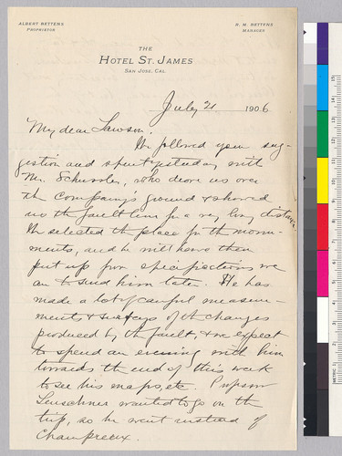 Letter to A.C. Lawson from Harry Fielding Reid: July 21, 1906