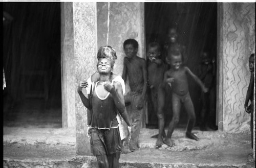 Two girls play under the rain, San Basilio de Palenque, 1975
