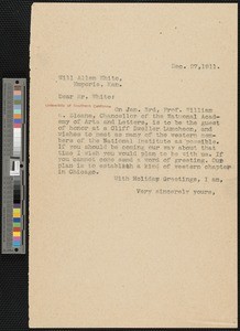 Hamlin Garland, letter, 1911-12-27, to William Allen White