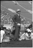 Loyola Marymount Head Coach Tom Lieb watches his team play against the Santa Clara Broncos, Los Angeles, 1937