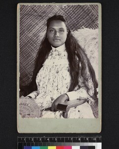 Studio portrait of Samoan woman, ca. 1880-1890
