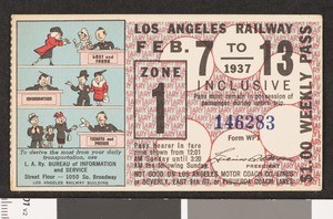 Los Angeles Railway weekly pass, 1937-02-07