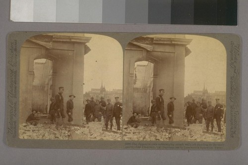 The dynamite crew--destroying unsafe walls left standing by the earthquake--San Francisco, Cal.--Photographer: Underwood & Underwood--Photographer's number: 8208--Place of Publication: New York.--Date: c1906