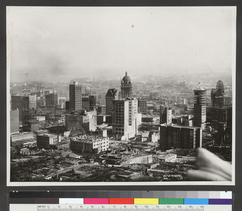 [Cityscape from Nob Hill looking southeast toward Call Building. During reconstruction.]
