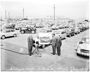 Los Angeles Harbor car import handling dock, 1958
