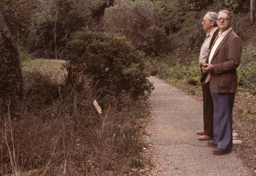 Dr. R.K. Benjamin (scientist at Rancho Santa Anna Botanical Garden) and Professor Edward E. Butler (on sabbatical leave from UCD) in the gardens