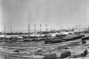 Panoramic view of Los Angeles Harbor, California, ca.1905