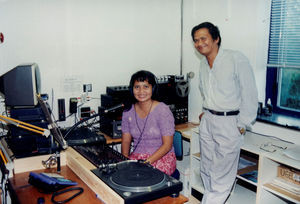 Samouen and Pobledo Imtal in the radio studio at "The Radio of the Ridge" in No. Snede