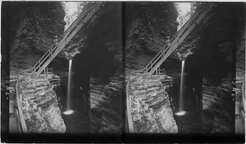 How chasms are made - stream and cascade wearing away the Rocky Gorge. Watkins Glen