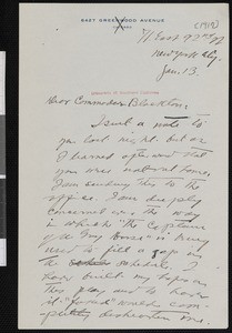 Hamlin Garland, letter, 1917-01-13, to James Stuart Blackton