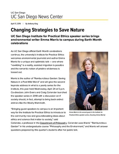 Changing Strategies to Save Nature