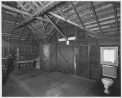 Interior view of the second floor of Luther Burbank's carriage house, Santa Rosa, California, December 1, 1979
