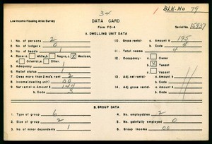 WPA Low income housing area survey data card 34, serial 15937