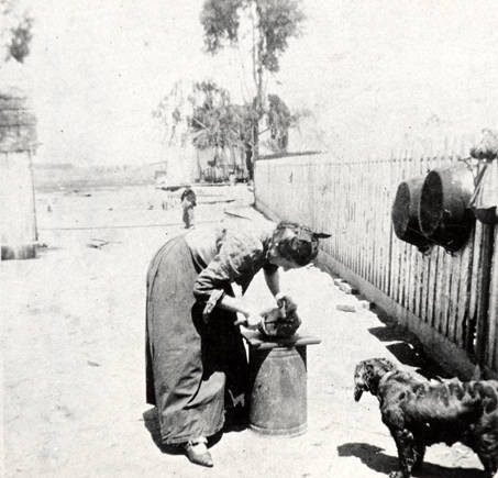 Margarite Larre Amestoy (Mrs. Peter) on Rancho Los Encinos around 1906