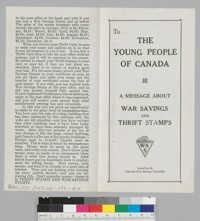 To The Young People of Canada: A message about War Savings and Thrift Stamps