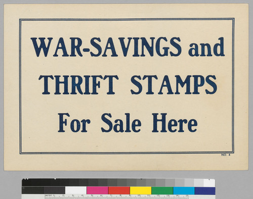 War-Savings and Thrift Stamps: For Sale Here