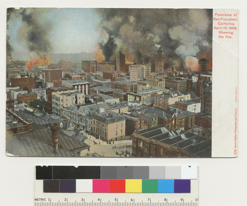 Panorama of San Francisco, California. April 18, 1906. Showing the fire. [Postcard. No. 209.]