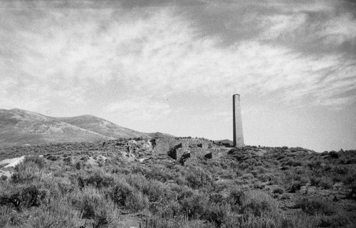 Chimney and foundations of Union Mill, Tuscarora, Nevada, SV-622