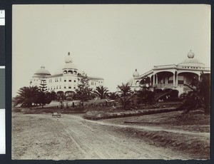 Exteriors of the Loma Homestead, Aryan Temple, and Ideal Homes at the Theosophical Institute in Point Loma, ca.1890