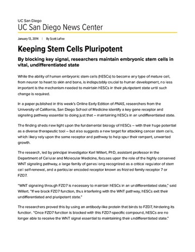 Keeping Stem Cells Pluripotent