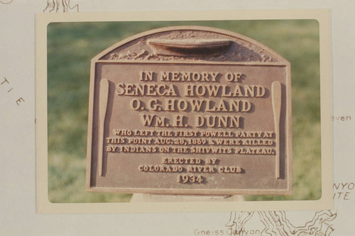 Plaque placed at Separation Canyon 1934, Aug. 03