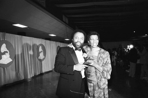 Sandra Crouch posing with Andraé Crouch at the 26th Annual Grammy Awards, Los Angeles, 1984