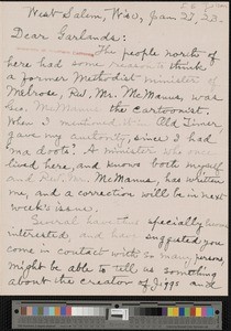 Ida E. Tilson, letter, 1923-01-27, to Hamlin & Zulime Garland