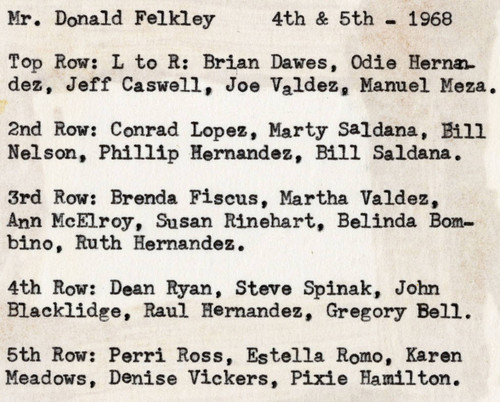 Avalon Schools, Mr. Felkley's fourth and fifth grade class, 1967-1968, Avalon, California (back)