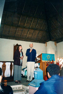 Danmission President, Thorkild Schousboe Laursen and missionary Lone Ahlers, at worship in Mada