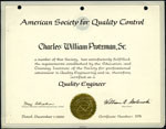 American society for quality control certificate, 1966-12-01