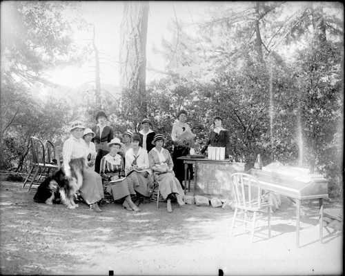 Group of 10 women at a singing class, Mount Wilson