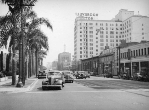 Roosevelt Hotel looking east on Hollywood Blvd