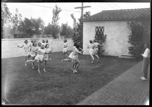 Girls dancing, Polytechnic Elementary School, 1030 East California, Pasadena. June 1939