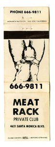 Meat Rack matchbook cover