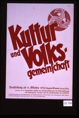 Kultur und Volksgemeinschaft. Ausstellung ... Oktober 1936