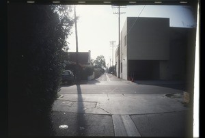 Commercial strip, residential and industrial buildings along Melrose Avenue near North La Brea Avenue, Los Angeles, 2004