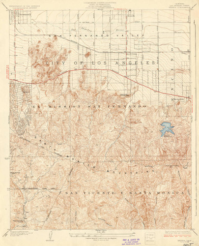 Topographical map of the Reseda Quadrangle, 1925