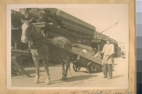 A one horse Pope and Talbot Lumber Truck at the N.E. cor. 3rd and Berry Sts. April 6/28