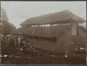 Group of people in front of a church, Nkoaranga