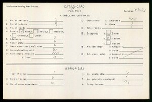 WPA Low income housing area survey data card 176, serial 23263